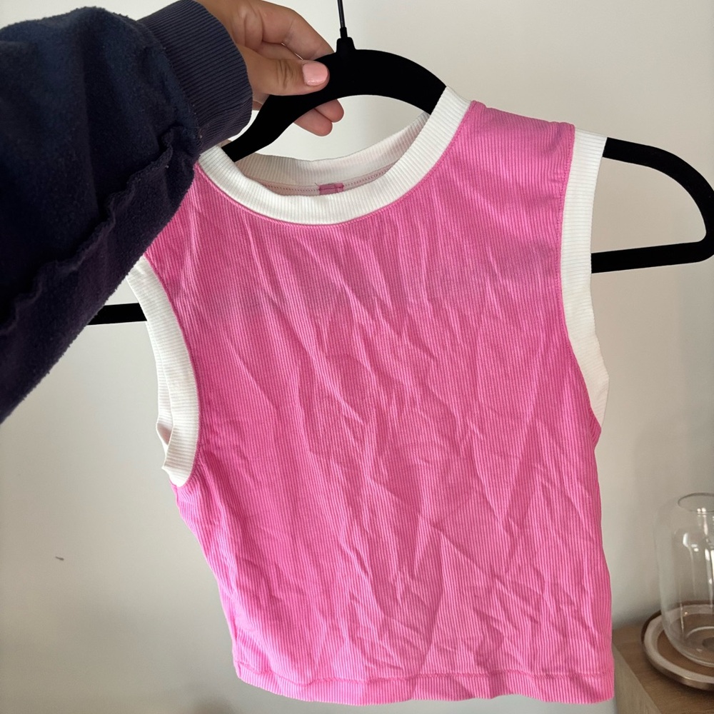 SKIMS Pink and White Tank Top